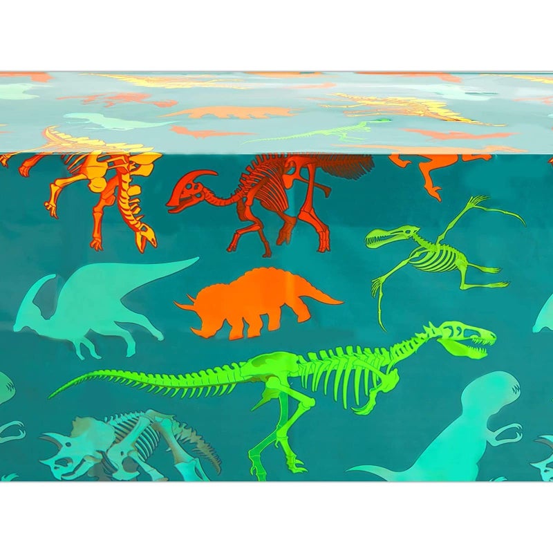 Blue Panda Dinosaur Tablecloths for Birthday Party - 54 x 108 in, Green, Pack of 3, Disposable Plastic - Dinosaur Birthday Tablecloth - Disposable Table Covers for Baby Shower Decor - Image 5